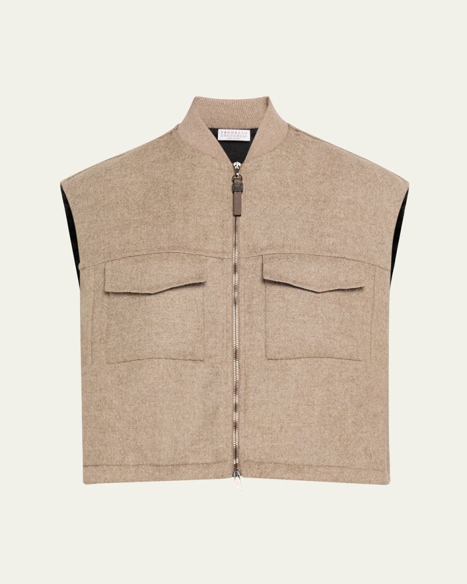 Zip-Up Fluid Double Face Wool Vest